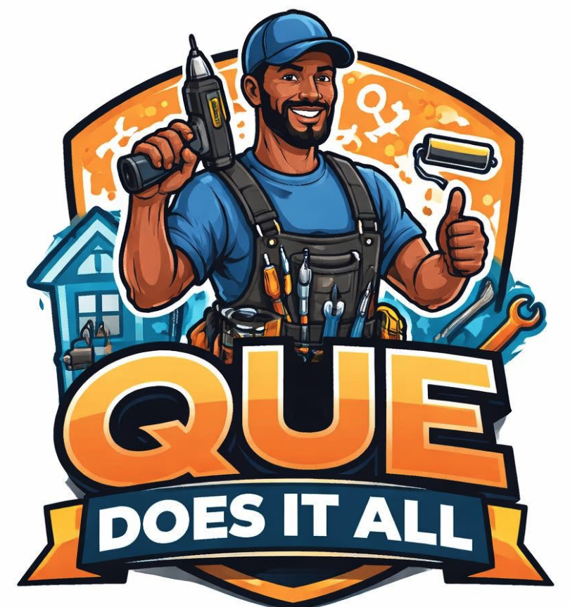 Que Does It All LLC mascot logo